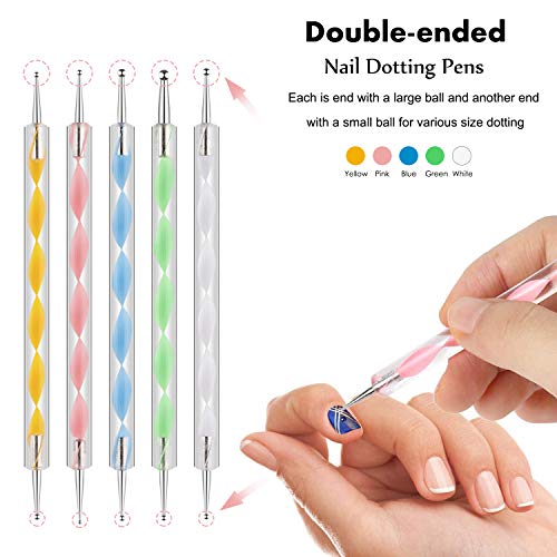 Pinceles para Uñas Acrilicas Profesional Nail Art Cepillo Manicura de Pinceles para Diseño de Uñas 15 pz Blanco Pinceles 5 pz Pluma Taladro