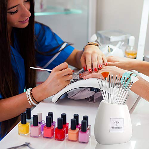 Pinceles para Uñas Acrilicas Profesional Nail Art Cepillo Manicura de Pinceles para Diseño de Uñas 15 pz Blanco Pinceles 5 pz Pluma Taladro