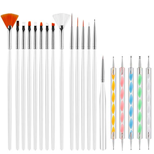 Pinceles para Uñas Acrilicas Profesional Nail Art Cepillo Manicura de Pinceles para Diseño de Uñas 15 pz Blanco Pinceles 5 pz Pluma Taladro