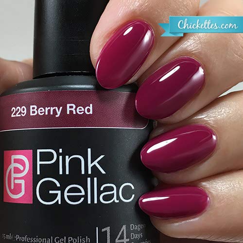 Pink Gellac 229 Berry Red Color Esmalte Gel Permanente 14 días