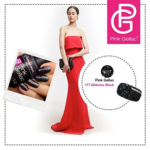 PINK Gellac color 177 Negro Glitterize Black esmalte pintauñas 15ml gel permanente 14 días