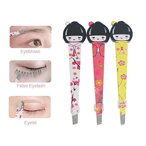 Pinkiou cejas maquillaje pinzas Pinzas para depilación Set Japanese Geisha Style para niñas (paquete de 6)