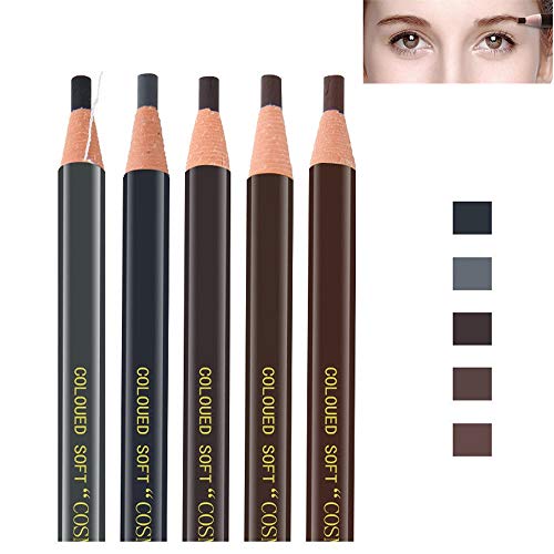 Pinkiou Lápices de cejas Marrón, Marrón oscuro, Marrón claro, Negro, Gris, Bolígrafos extraíbles (5 piezas)