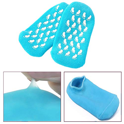 Pinkiou Soften SPA Gel Hidratante guantes y calcetines para hidratar el cuidado de la piel agrietada (azul)