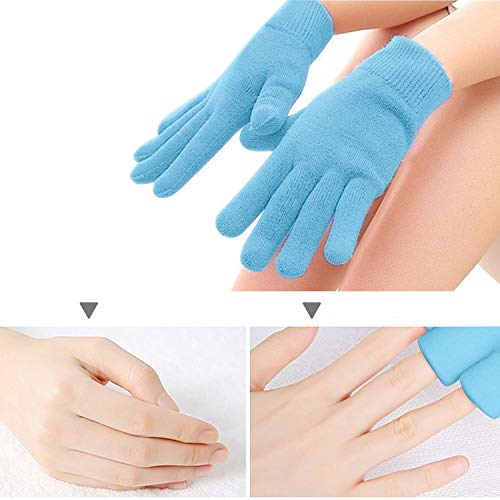 Pinkiou Soften SPA Gel Hidratante guantes y calcetines para hidratar el cuidado de la piel agrietada (azul)