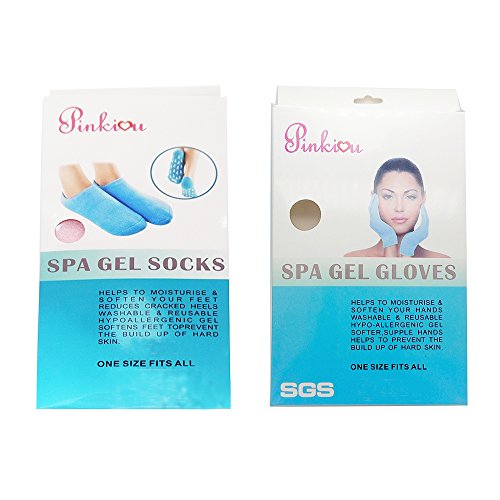 Pinkiou Soften SPA Gel Hidratante guantes y calcetines para hidratar el cuidado de la piel agrietada (Rosa)
