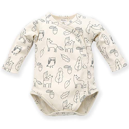 Pinokio - Secret Forest - Body Niños Niñas Bebés Traje Manga Larga Baby 100% Algodón con Estampado Zorro Bosque 56 62 68 74 cm (62 cm, Ecru con Estampado)