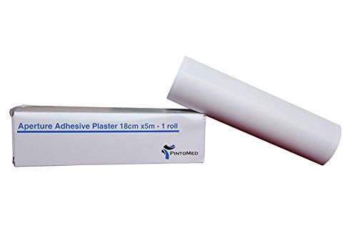 PintoMed Esparadrapo de tela perforado con adhesivo de oxido de zinc, hipoalergenico con orificios de 3 mm. Apósito para heridas Se corta fácilmente. Color Piel. Rollo: 18 cm x 5 m.