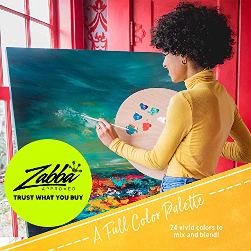 Pintura acrílica 24 set de Crafts 4 All para papel, lienzo, madera, cerámica, telas y manualidades. Colores no tóxicos. Pigmentos duraderos: para principiantes, estudiantes y artistas profesionales