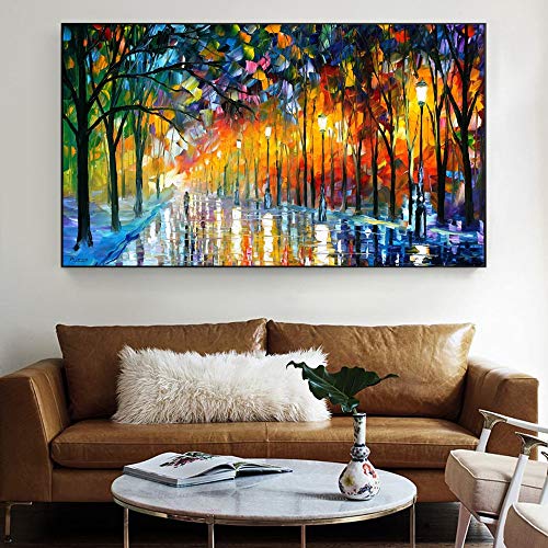 Pintura al óleo abstracta del paisaje de la calle del parque en carteles de la lona e impresiones imagen impresionista para la decoración de la sala de estar A5 70x100cm