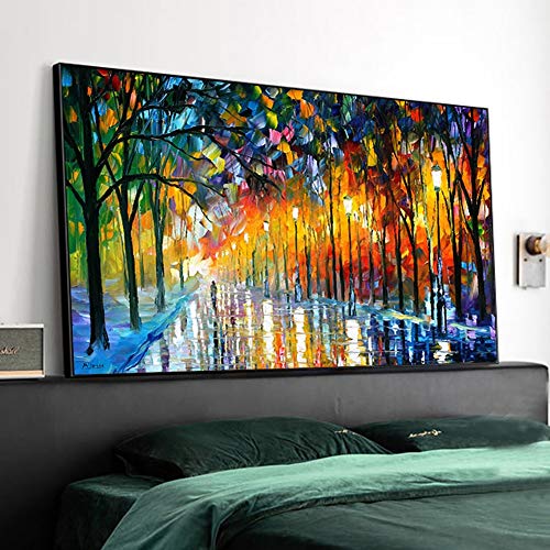 Pintura al óleo abstracta del paisaje de la calle del parque en carteles de la lona e impresiones imagen impresionista para la decoración de la sala de estar A5 70x100cm