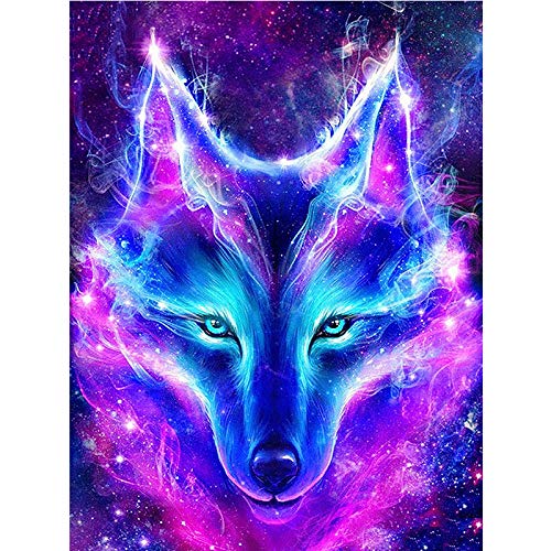 Pintura por Kits De Números para Niños Pintar por Números para Niños Adultos Kit De Pintura Al Óleo DIY Principiante 40Cm*50Cm -Lobo(Sin Marco)