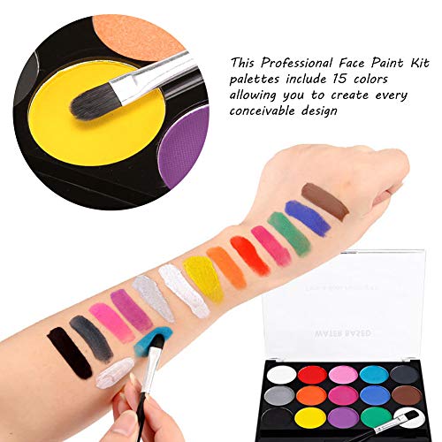 Pinturas de Cara para Niños, Bodypainting Pintura, Pintura Facial, Pintura Corporal con 15 Diversas Colores, Colorantes Naturales y Seguros para Niños y Adulto, Caracterizarse en Fiestas, Halloween