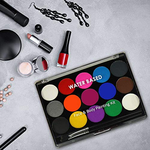 Pinturas de Cara para Niños, Bodypainting Pintura, Pintura Facial, Pintura Corporal con 15 Diversas Colores, Colorantes Naturales y Seguros para Niños y Adulto, Caracterizarse en Fiestas, Halloween