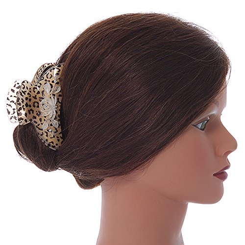 Pinza para el cabello de acrílico con estampado animal en tono dorado (negro/arena) - 95 mm de largo