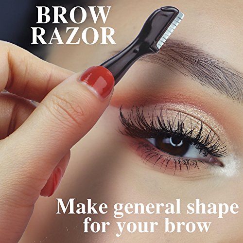 Pinzas cejas, Muscccm Pinzas Cejas Profesional 3 Piezas con Punta Inclinada, Punta Plana y Puntas Acentuadas - con Maquinilla de Afeitar para Cejas y Plantilla para Modelar cejas de 6 Estilos