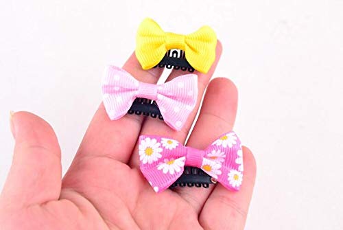 Pinzas para el pelo de bebé, 12 unidades, pequeñas y finas cintas, lazos de grogrén, accesorios para bebés y niñas recién nacidas (colores al azar)