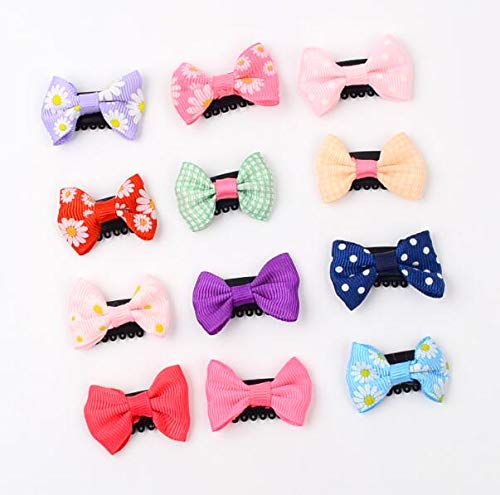 Pinzas para el pelo de bebé, 12 unidades, pequeñas y finas cintas, lazos de grogrén, accesorios para bebés y niñas recién nacidas (colores al azar)