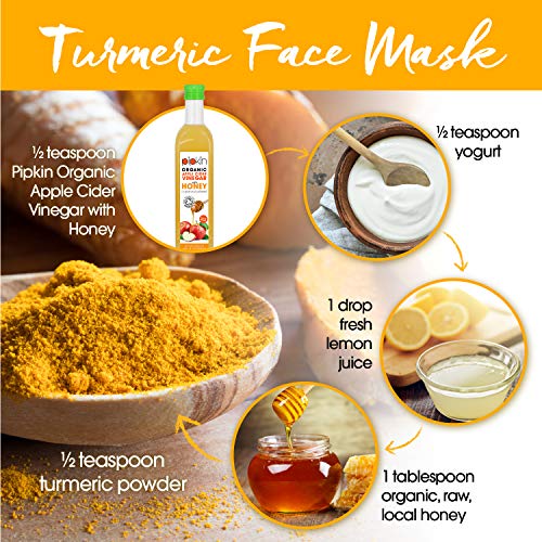 Pipkin Vinagre de Sidra de Manzana con Miel 100% Bio Orgánico, Con Madre, Crudo Puro ACV, Sin GMO, Sin Refinar, Sin Filtrar, Vegano y Vegetariano, Kosher