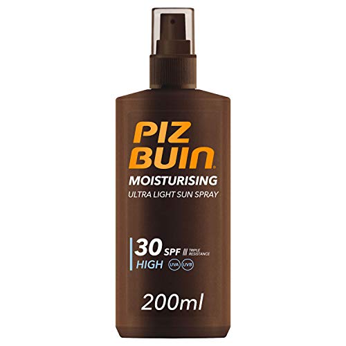 Piz Buin, Moisturising Protector Solar en Spray, SPF 30, Protección Alta, 200 ml