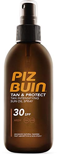 Piz Buin Tan & Protect Protector Solar Acelerador del Bronceado, Aceite en Spray SPF 30, Protección Alta - 150 ml
