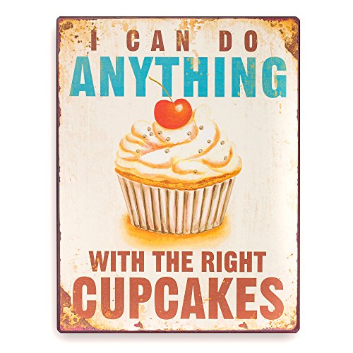 Placa de metal I CAN DO Anything with THE right cupcake 27 x 35 cm