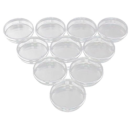 Placa de Petri de Plástico,10 piezas de Placa de Petri Esterilizada Transparente,Recipiente de Cultivo Bacteriano con Tapa para Cultivo de Laboratorio Levadura Bacteriana