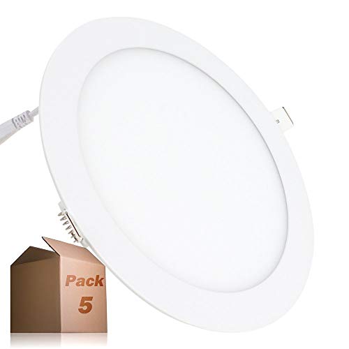 Placa LED 20W Circular SuperSlim (Pack 5) Panel Downlight LED Empotrado Φ225mm Blanco Frío 6000k-6500k 1800 Lúmenes ONSSI LED