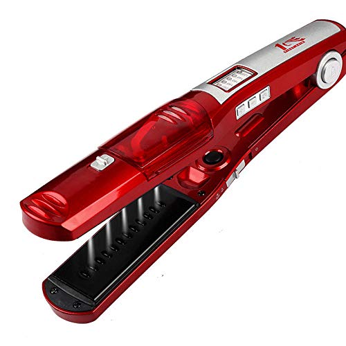 Plancha alisadora de vapor con plancha de vapor, multifunción, plancha de peine para cabello liso, húmedo y seco, rojo