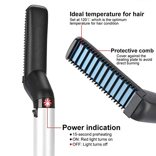 Plancha de Pelo para Hombres Peine para Rizar y Alisar Cabello Multifuncional Cepillo Liso Hair Styler Salon Peluquería Styling Iron(eu)