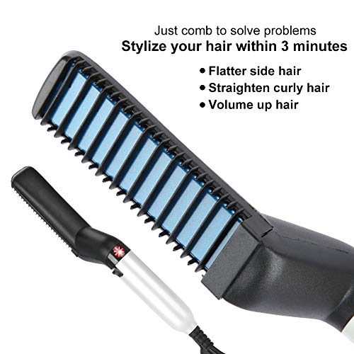 Plancha de Pelo para Hombres Peine para Rizar y Alisar Cabello Multifuncional Cepillo Liso Hair Styler Salon Peluquería Styling Iron(eu)