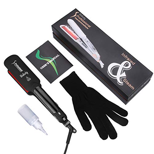 Planchadora de Pelo Profesional Plancha de Pelo Eléctrica Iónica Wolady Infrarrojo Peluquería Salón Cerámica Herramientas de Peluquería Protección Automática Temperatura Ajustable Placa Amplia Wet&Dry