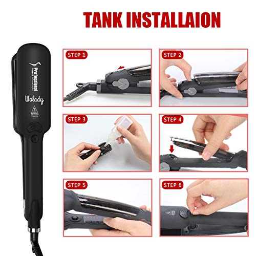 Planchadora de Pelo Profesional Plancha de Pelo Eléctrica Iónica Wolady Infrarrojo Peluquería Salón Cerámica Herramientas de Peluquería Protección Automática Temperatura Ajustable Placa Amplia Wet&Dry