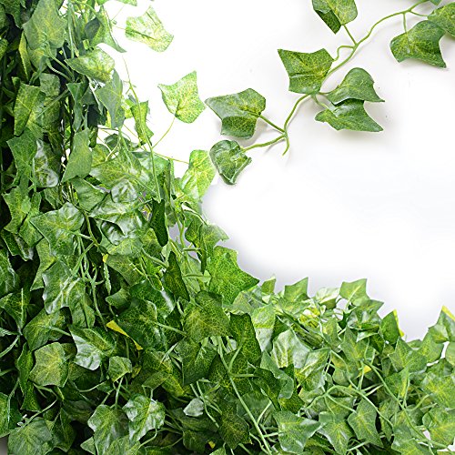 Plantas Hiedra Artificial (24pcsx2m) Hiedra Hojas de Vid Artificial Enredadera Guirnalda Decorativa para Decoración Hogar Escalera Ventana Balcón Valla Jardín Boda Mesa Fiesta Interior y Exterior
