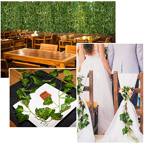 Plantas Hiedra Artificial (24pcsx2m) Hiedra Hojas de Vid Artificial Enredadera Guirnalda Decorativa para Decoración Hogar Escalera Ventana Balcón Valla Jardín Boda Mesa Fiesta Interior y Exterior