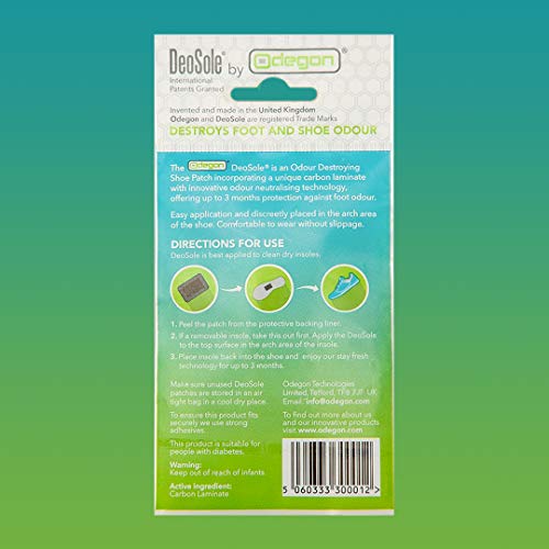 Plantilla para zapatos que elimina el olor de los pies y de los zapatos, 1 paquete, de Deosole.