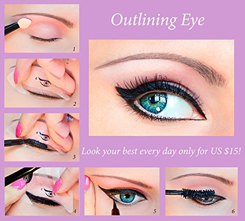 Plantillas de maquillaje rápido ORIGINALES 3 uds. + Muestra gratis de"Quick Eyeliner Stickies" 12 uds. Plantillas de maquillaje de ojos pegajosas pegatinas