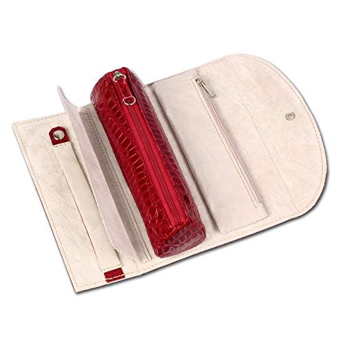 Plata Dream Viaje Joyero piel color rojo para pulseras, collares, pendientes y colgante joyas caja triangular para el transporte joyas lb173r