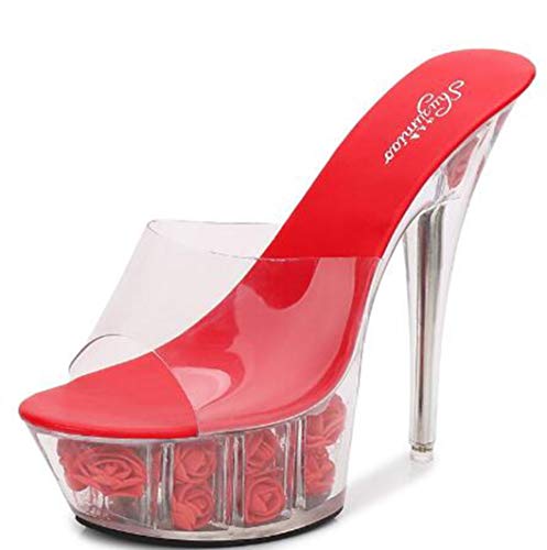 Plataformas De Tacones Altos De Mujer Plataforma De 15 Cm Peep-Toe Sandalias De Tacón De Aguja Transparentes Fiesta De Boda Zapatos Elegantes para Damas