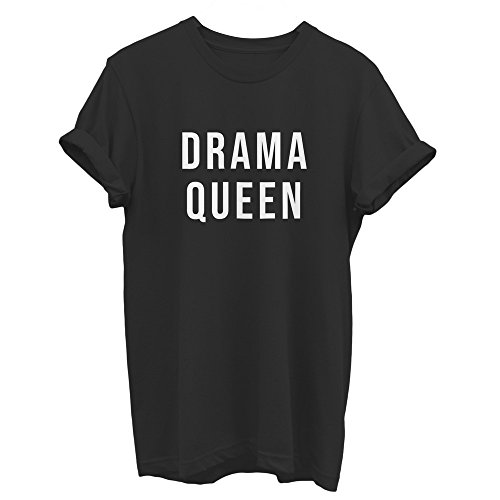 Playera de manga corta con cuello redondo Drama Queen Negro Negro ( Small
