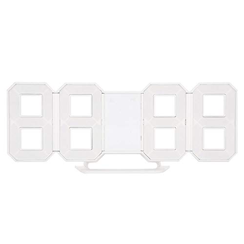 PLEASUR Reloj despertador digital LED, multifunción, grande, 3D, digital, función de repetición, pantalla de 12h/24h (rojo)