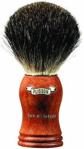 Plissons 955530 - Brocha de afeitar (pelo de tejón negro, tamaño 12, montura de madera de guibourtia)