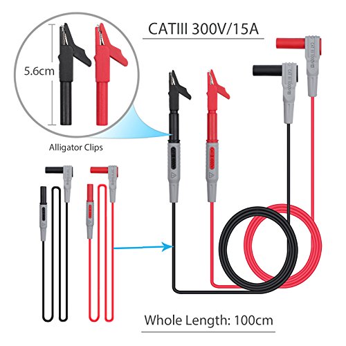 Plomo de Prueba de Multimetro 12 pcs Puntas de Prueba Electrónicas Kit de Accesorios con Enchufes de Banana Puntas de Sonda Intercambiables y Pinzas de Cocodrilo para Multímetros Electricistas