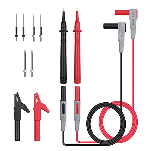 Plomo de Prueba de Multimetro 12 pcs Puntas de Prueba Electrónicas Kit de Accesorios con Enchufes de Banana Puntas de Sonda Intercambiables y Pinzas de Cocodrilo para Multímetros Electricistas