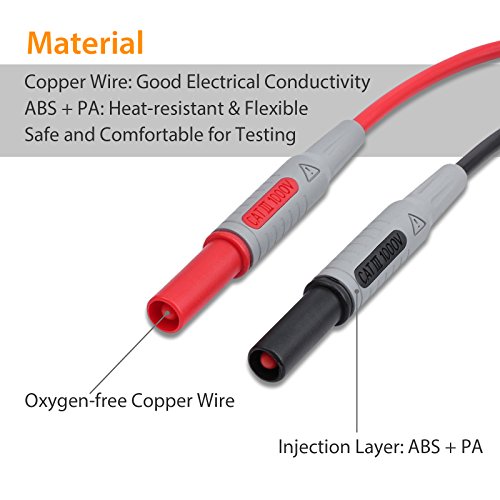 Plomo de Prueba de Multimetro 12 pcs Puntas de Prueba Electrónicas Kit de Accesorios con Enchufes de Banana Puntas de Sonda Intercambiables y Pinzas de Cocodrilo para Multímetros Electricistas