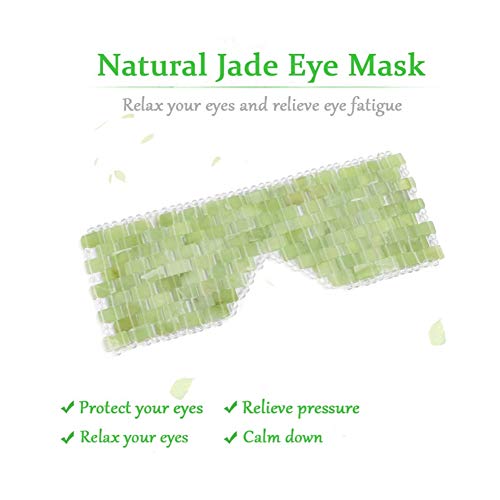 PLUS PO Cubierta De Ojos para Dormir De Jade Natural, Venda para Los Ojos, Enfriamiento De Jade, Antienvejecimiento para Mujeres, Ojos Hinchados, Círculos Oscuros, Calmar La Fatiga Ocular C,1