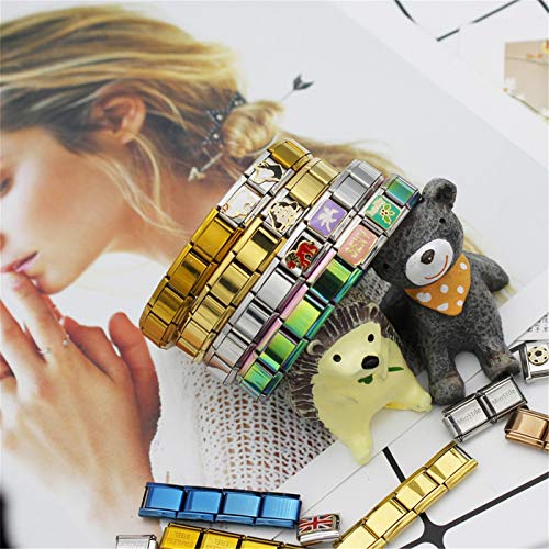 PmseK Pulsera de Moda,Pulsera de Curación Luxury Women's Jewelry 9Mm Width Itanlian Elastic Charm Bracelet Silver Stainless Steel Bangle ST-Silver Copper