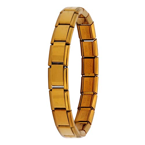 PmseK Pulsera de Moda,Pulsera de Curación Luxury Women's Jewelry 9Mm Width Itanlian Elastic Charm Bracelet Silver Stainless Steel Bangle ST-Silver Copper
