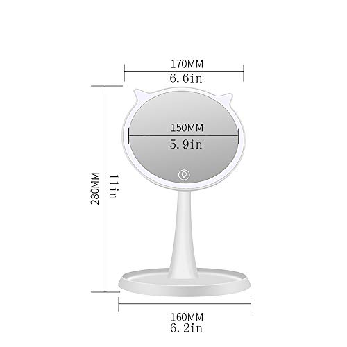 Pn&cc Espejo de Maquillaje de LED, función Inteligente de Carga por USB del Armario de Base táctil 10X tocador/Amante/Madre/Novia, White