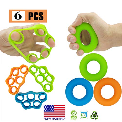 Pnrskter Fortalecedor de Agarre de Mano, Entrenador de Dedos, Entrenador de Fuerza de Agarre (6 PCS,Grande) Alivio del Dolor de la Muñeca y el Pulgar, Mejorar los Músculos del Brazo